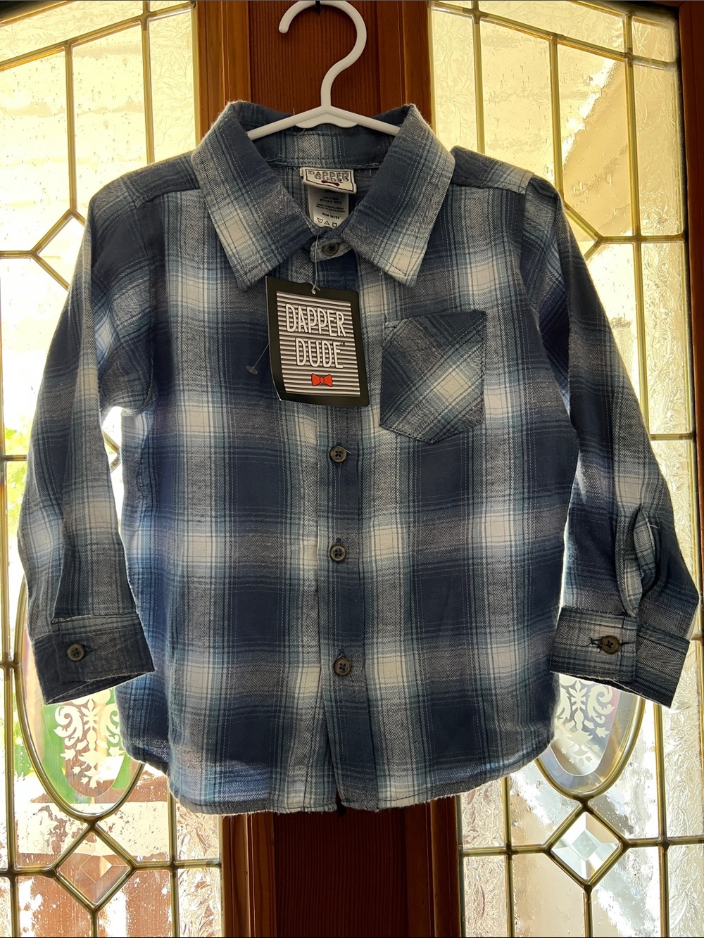 Boys' Blue Plaid Button-Up Shirt